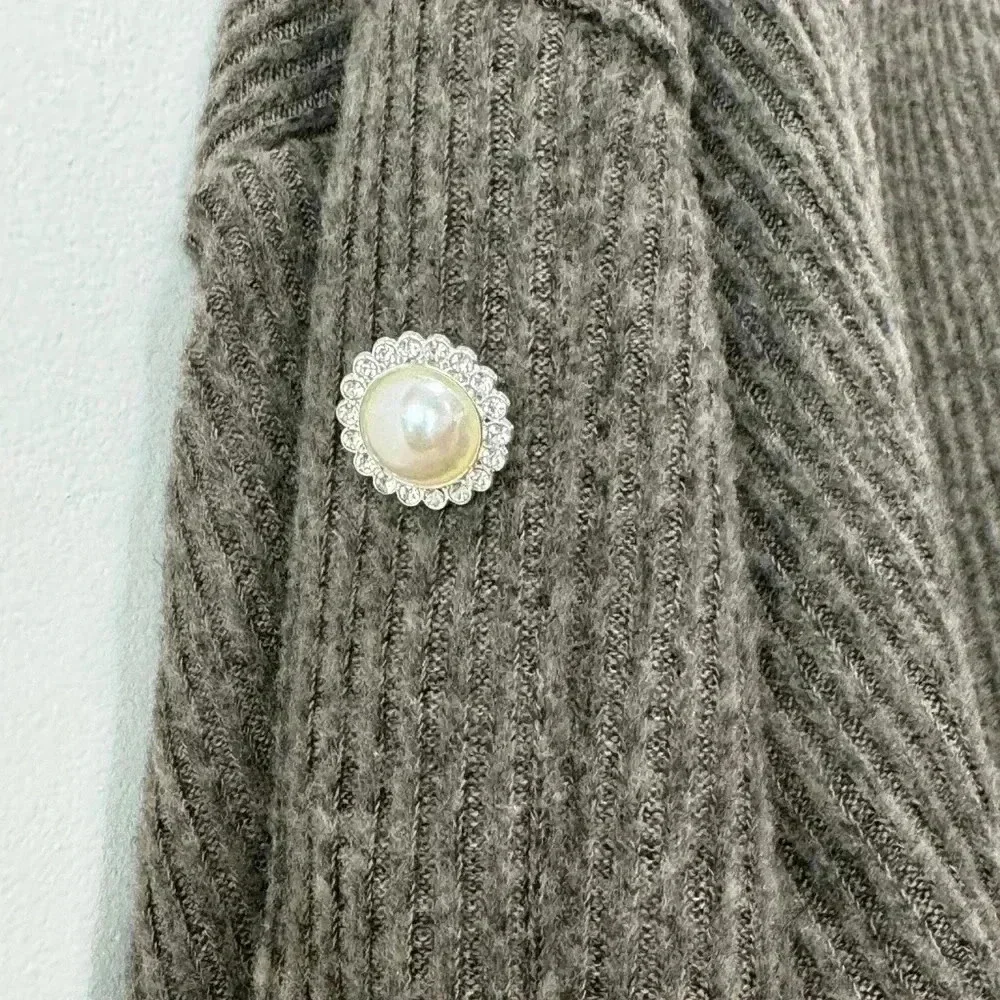 New York Laundry Crewneck Ribbed Sweater with Tie Front - Size M